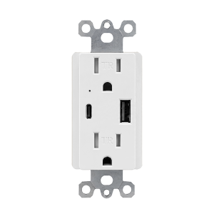 Contacto doble aterrizado de 72 mm con entrada USB + entrada C (Línea Lille)